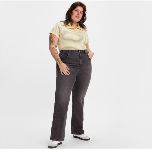 NWT! Levi's Women's Sz 24W L 70’s High Flare Faded Black High-Rise Premium Jeans - Picture 1 of 16